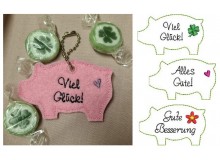 Stickserie ITH - Anhänger Glücksschwein Schwein